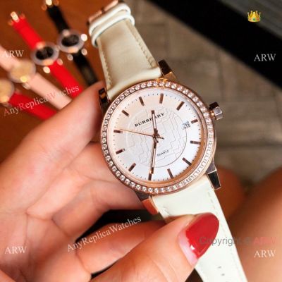 Best Quality Replica Watches Burberry Women Quartz Watches Rose Gold White